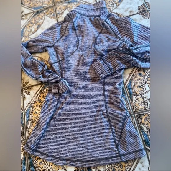 Lululemon Athletica Orange and Gray Fitted Long Sleeve Hoodie - Picture 3 of 8